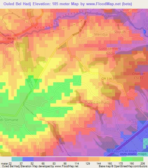 Ouled Bel Hadj,Algeria Elevation Map