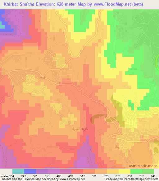 Khirbat Sha`tha,Jordan Elevation Map