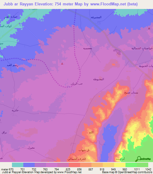 Jubb ar Rayyan,Syria Elevation Map