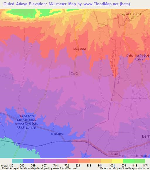 Ouled Atfaya,Algeria Elevation Map