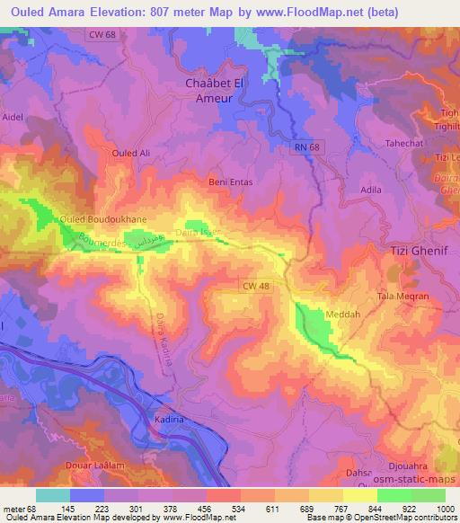 Ouled Amara,Algeria Elevation Map