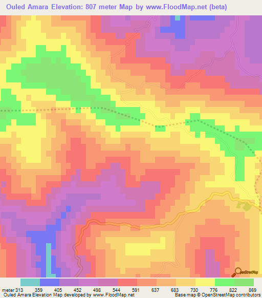 Ouled Amara,Algeria Elevation Map