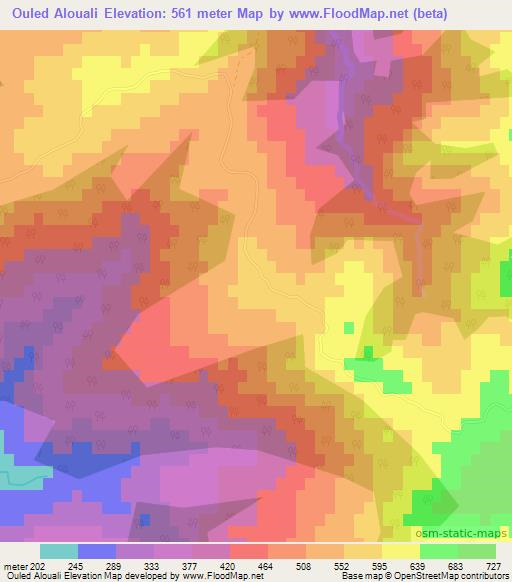 Ouled Alouali,Algeria Elevation Map