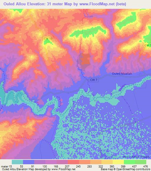 Ouled Allou,Algeria Elevation Map