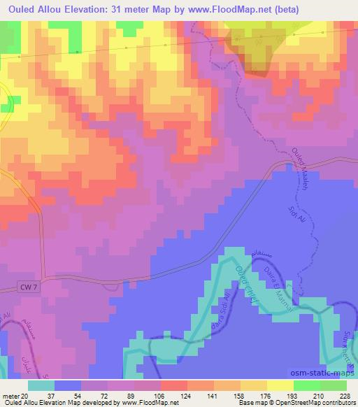 Ouled Allou,Algeria Elevation Map