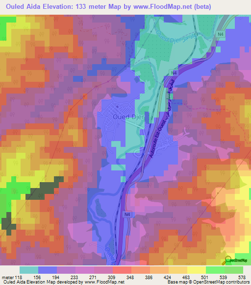 Ouled Aida,Algeria Elevation Map