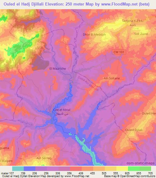 Ouled el Hadj Djillali,Algeria Elevation Map