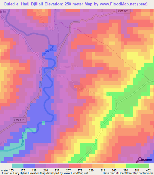 Ouled el Hadj Djillali,Algeria Elevation Map
