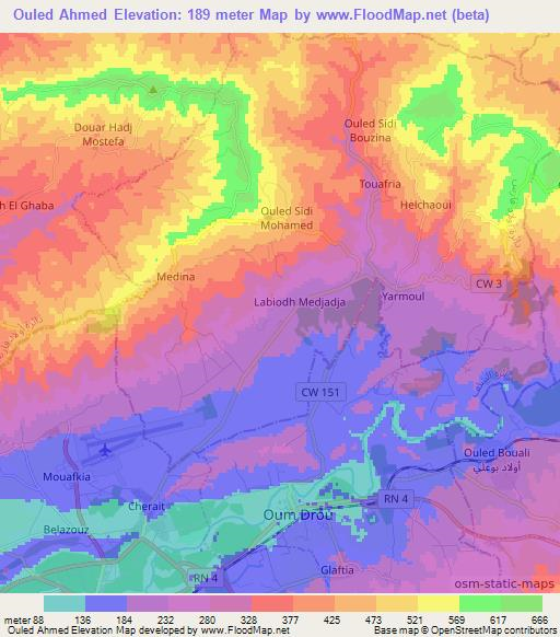 Ouled Ahmed,Algeria Elevation Map
