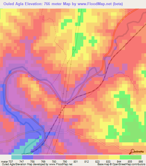 Ouled Agla,Algeria Elevation Map