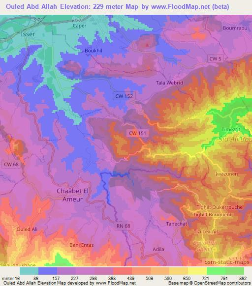 Ouled Abd Allah,Algeria Elevation Map