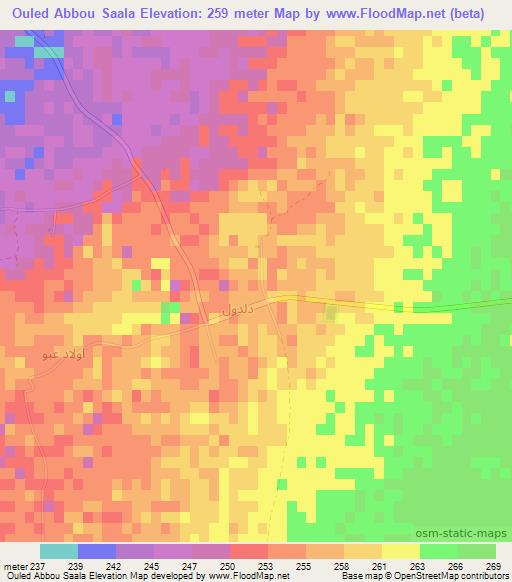 Ouled Abbou Saala,Algeria Elevation Map
