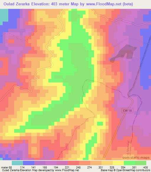 Oulad Zerarka,Algeria Elevation Map