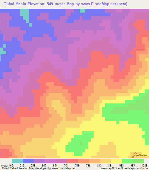 Oulad Yahia,Algeria Elevation Map