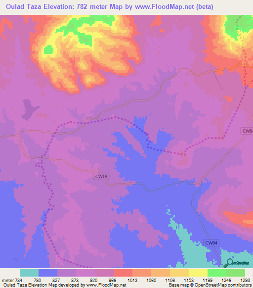 Oulad Taza,Algeria Elevation Map