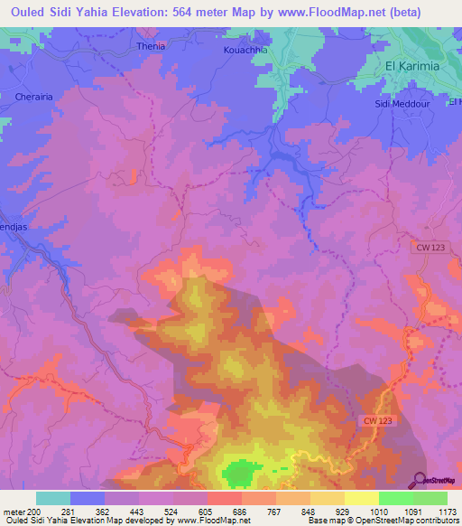 Ouled Sidi Yahia,Algeria Elevation Map