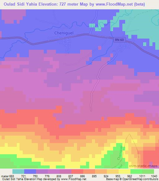 Oulad Sidi Yahia,Algeria Elevation Map