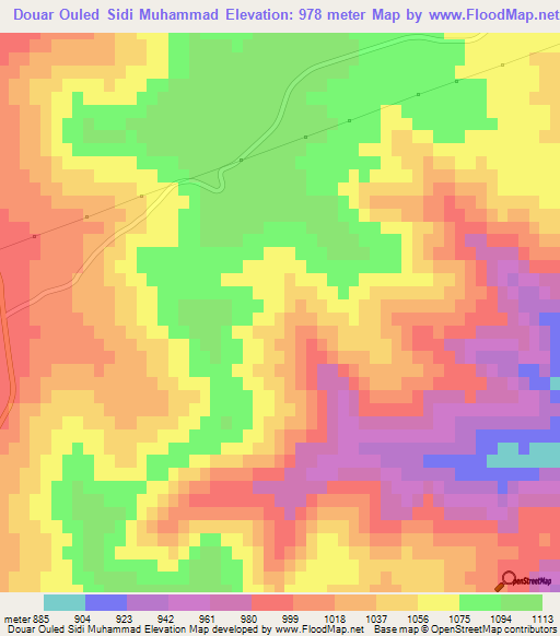 Douar Ouled Sidi Muhammad,Algeria Elevation Map