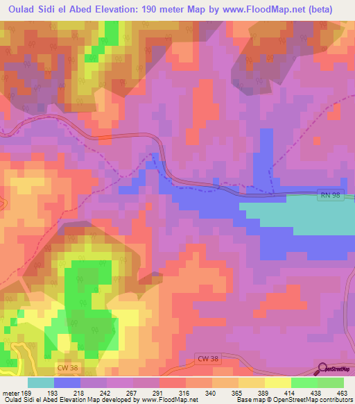 Oulad Sidi el Abed,Algeria Elevation Map
