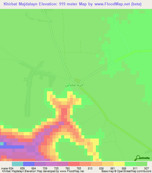 Khirbat Majdalayn,Jordan Elevation Map