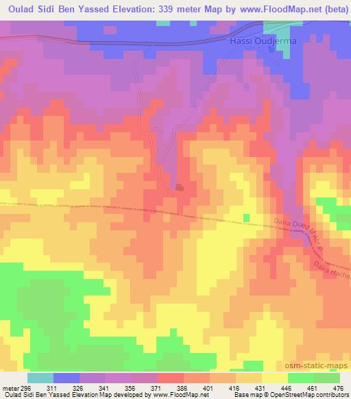 Oulad Sidi Ben Yassed,Algeria Elevation Map