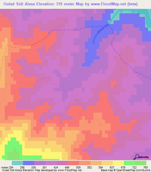 Oulad Sidi Aissa,Algeria Elevation Map
