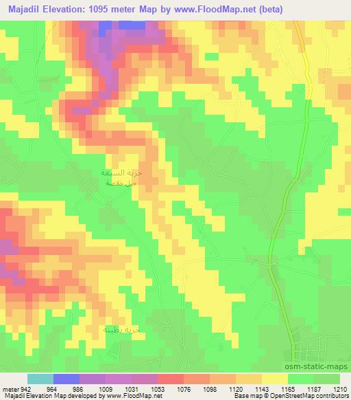 Majadil,Jordan Elevation Map