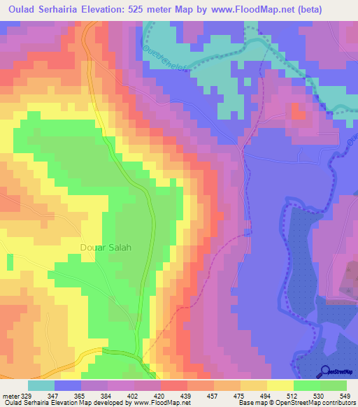 Oulad Serhairia,Algeria Elevation Map