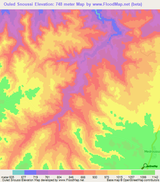 Ouled Snoussi,Algeria Elevation Map