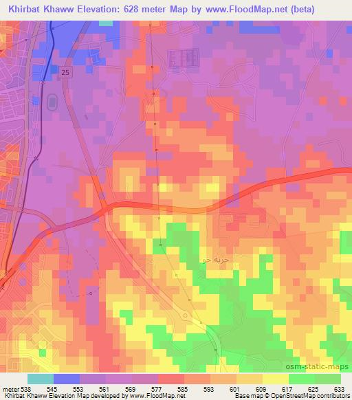 Khirbat Khaww,Jordan Elevation Map