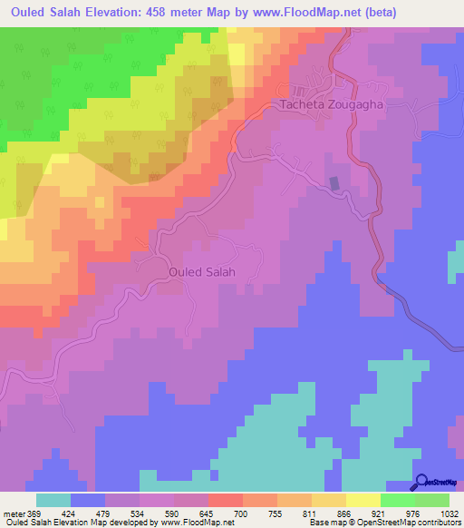 Ouled Salah,Algeria Elevation Map