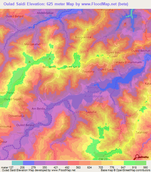 Oulad Saidi,Algeria Elevation Map