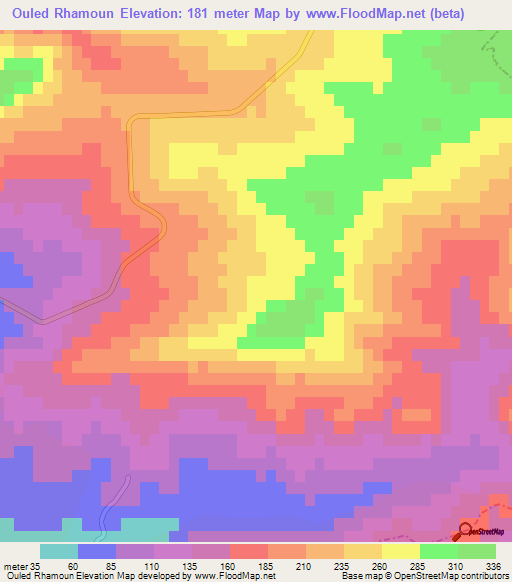 Ouled Rhamoun,Algeria Elevation Map