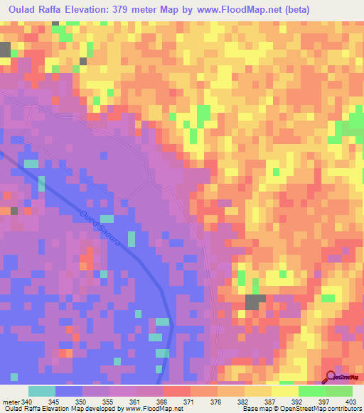 Oulad Raffa,Algeria Elevation Map