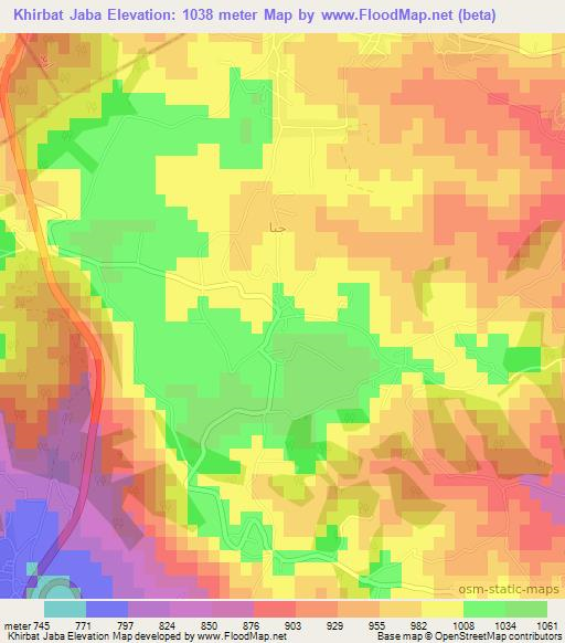 Khirbat Jaba,Jordan Elevation Map