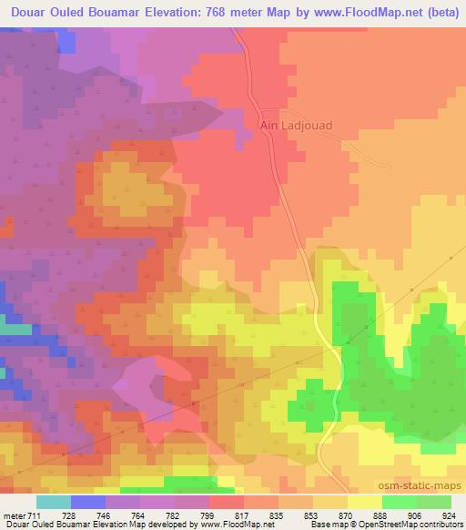 Douar Ouled Bouamar,Algeria Elevation Map