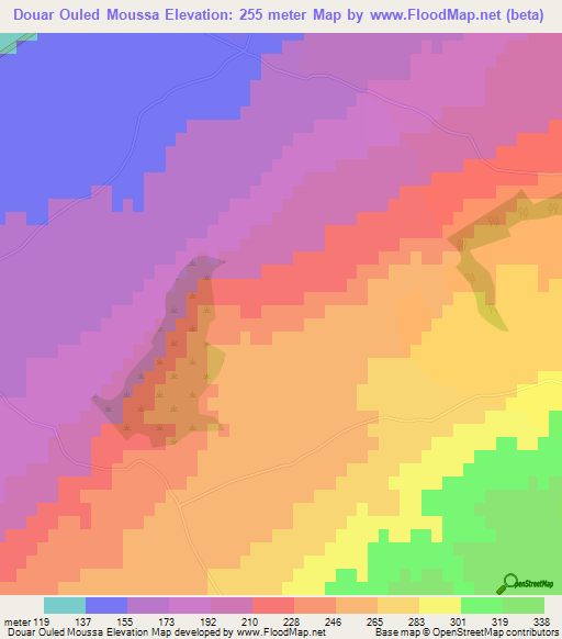 Douar Ouled Moussa,Algeria Elevation Map