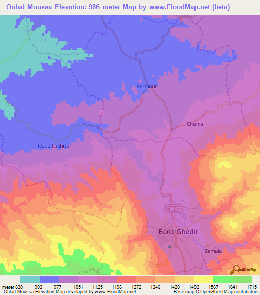 Oulad Moussa,Algeria Elevation Map