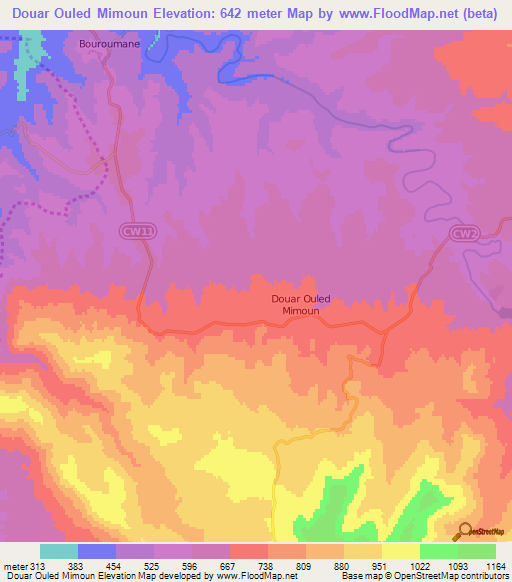 Douar Ouled Mimoun,Algeria Elevation Map