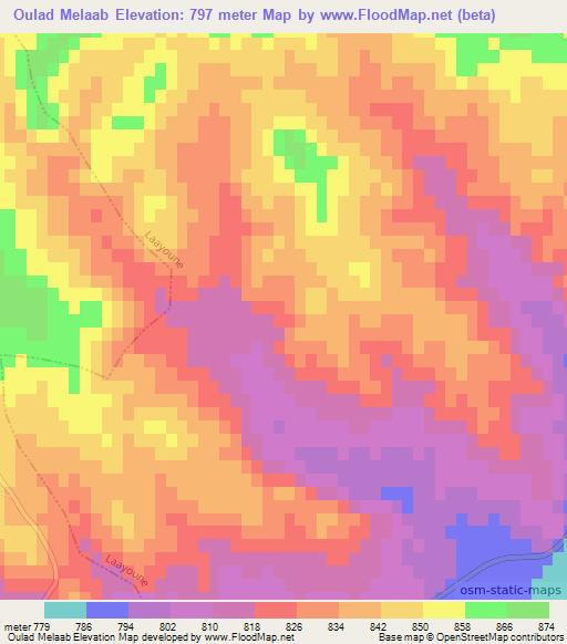 Oulad Melaab,Algeria Elevation Map