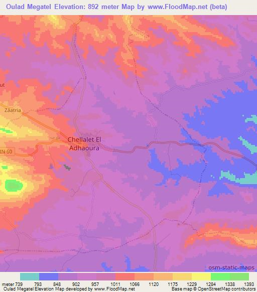 Oulad Megatel,Algeria Elevation Map
