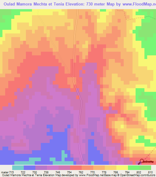 Oulad Mamora Mechta et Tenia,Algeria Elevation Map