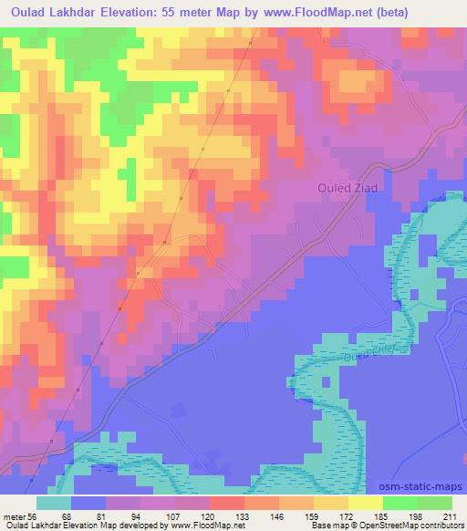 Oulad Lakhdar,Algeria Elevation Map