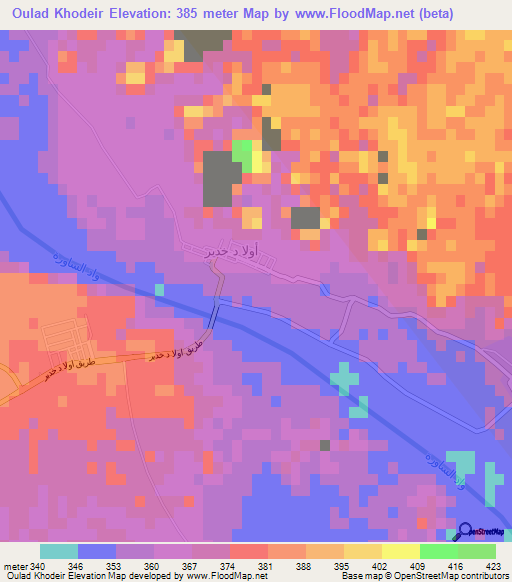 Oulad Khodeir,Algeria Elevation Map