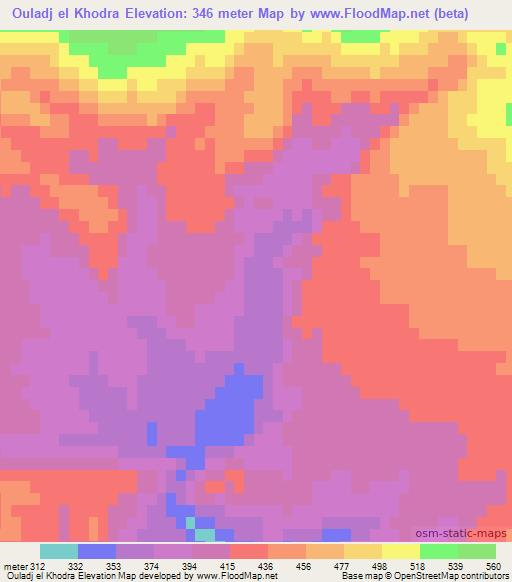 Ouladj el Khodra,Algeria Elevation Map