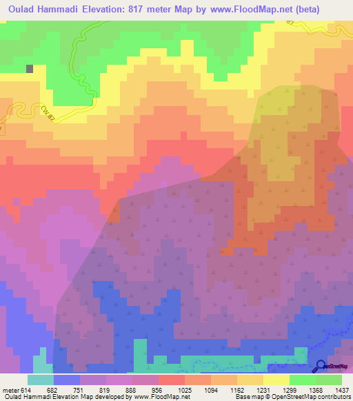 Oulad Hammadi,Algeria Elevation Map