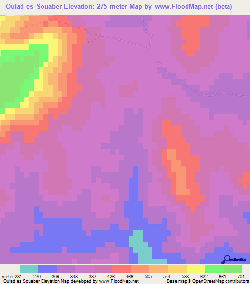 Oulad es Souaber,Algeria Elevation Map