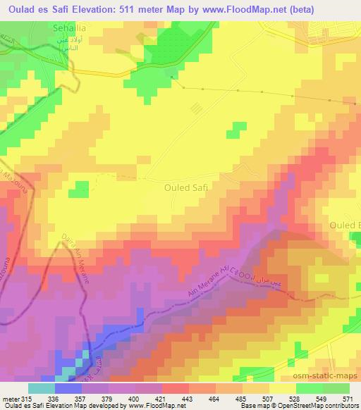 Oulad es Safi,Algeria Elevation Map