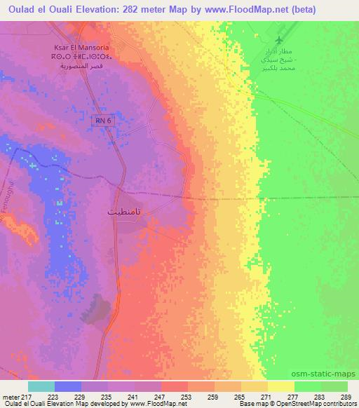 Oulad el Ouali,Algeria Elevation Map