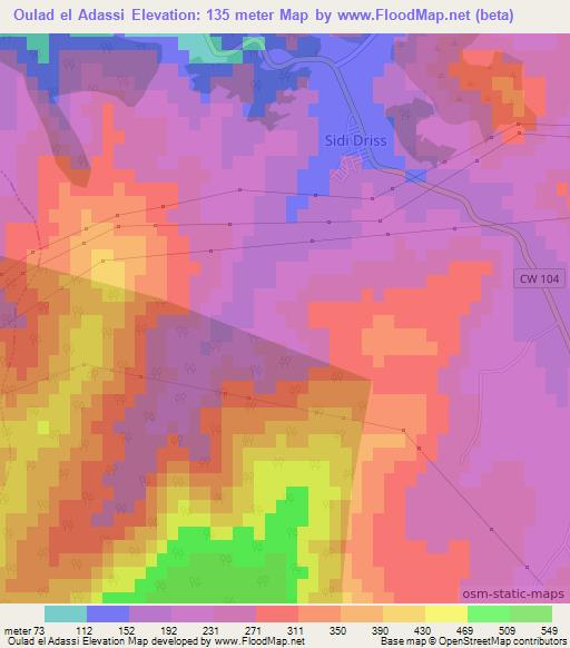 Oulad el Adassi,Algeria Elevation Map